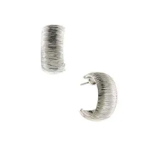 1928 Jewelry Silver Hoop Brushed Finish Earrings 1928 Jewelry