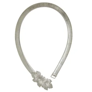 1928 Jewelry Silver Layered Leaves Buckle Snake Belt 1928 Jewelry