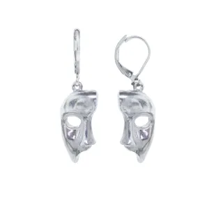 1928 Jewelry Silver Masquerade Mask Drop Earrings 1928 Jewelry