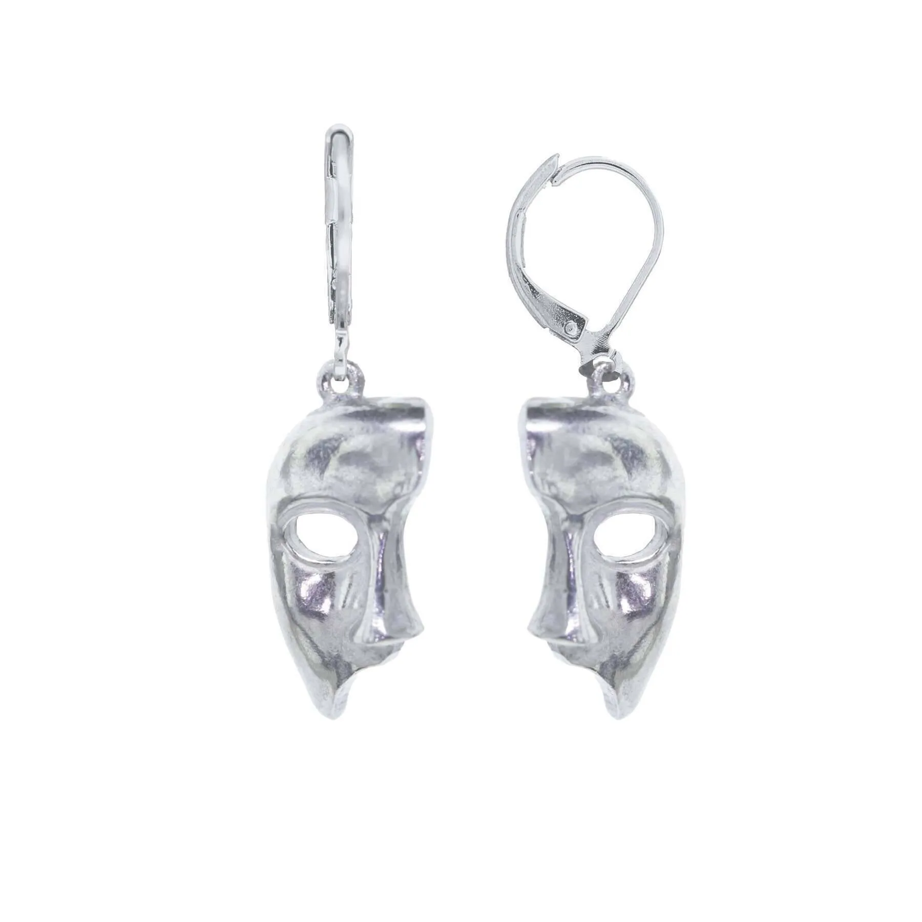 1928 Jewelry Silver Masquerade Mask Drop Earrings 1928 Jewelry