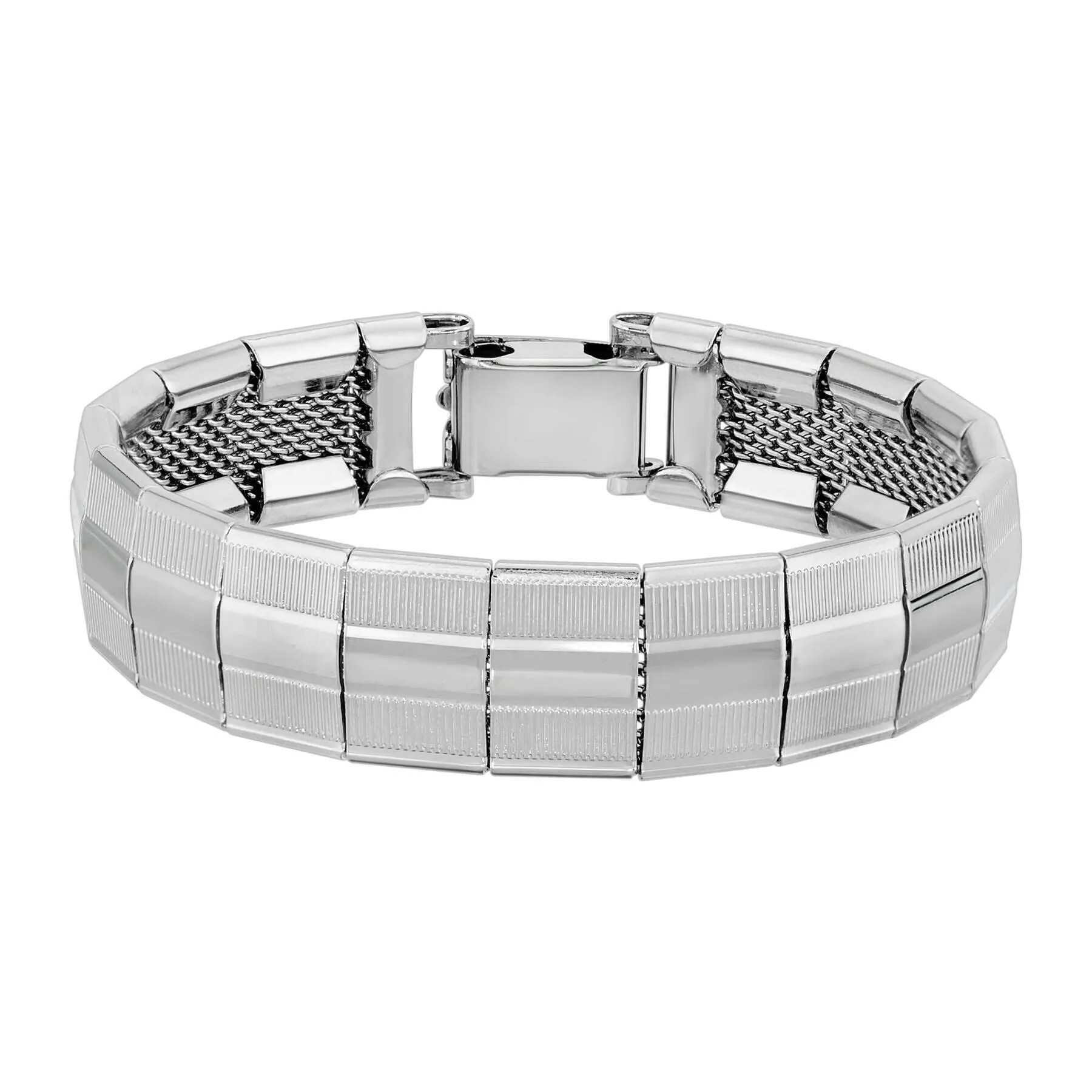 1928 Jewelry Silver Moderna Mesh & Link Bracelet, 7.5"L 1928 Jewelry