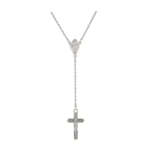 1928 Jewelry Silver Mother Mary And Crucifix Cross Y-Necklace 20" 1928 Jewelry