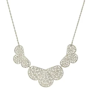 1928 Jewelry Silver Multi Filigree Collar Bib Necklace 16"   3" Extender 1928 Jewelry