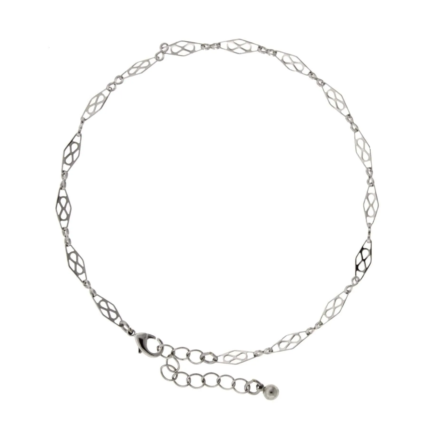 1928 Jewelry Silver Oval Figure 8 Anklet 9"   1.5" Extension 1928 Jewelry