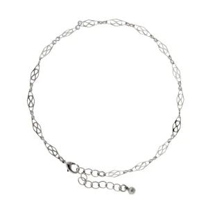 1928 Jewelry Silver Oval Figure 8 Anklet 9"   1.5" Extension 1928 Jewelry
