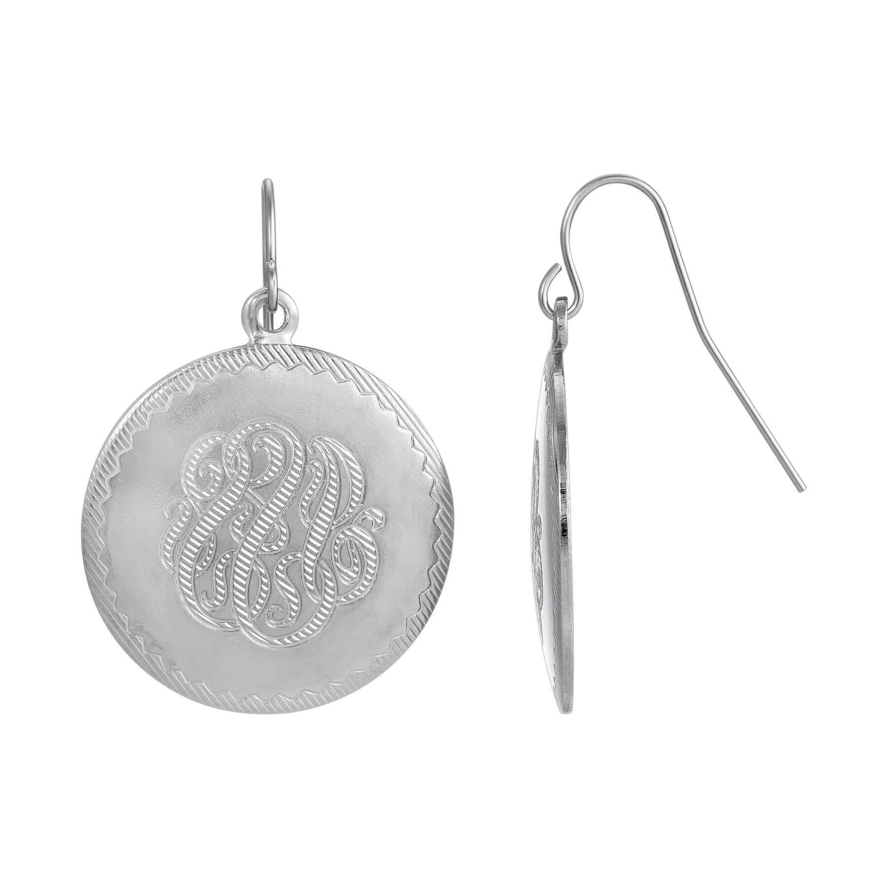 1928 Jewelry Silver Round Textured Designed Medallion Drop Earrings 1928 Jewelry