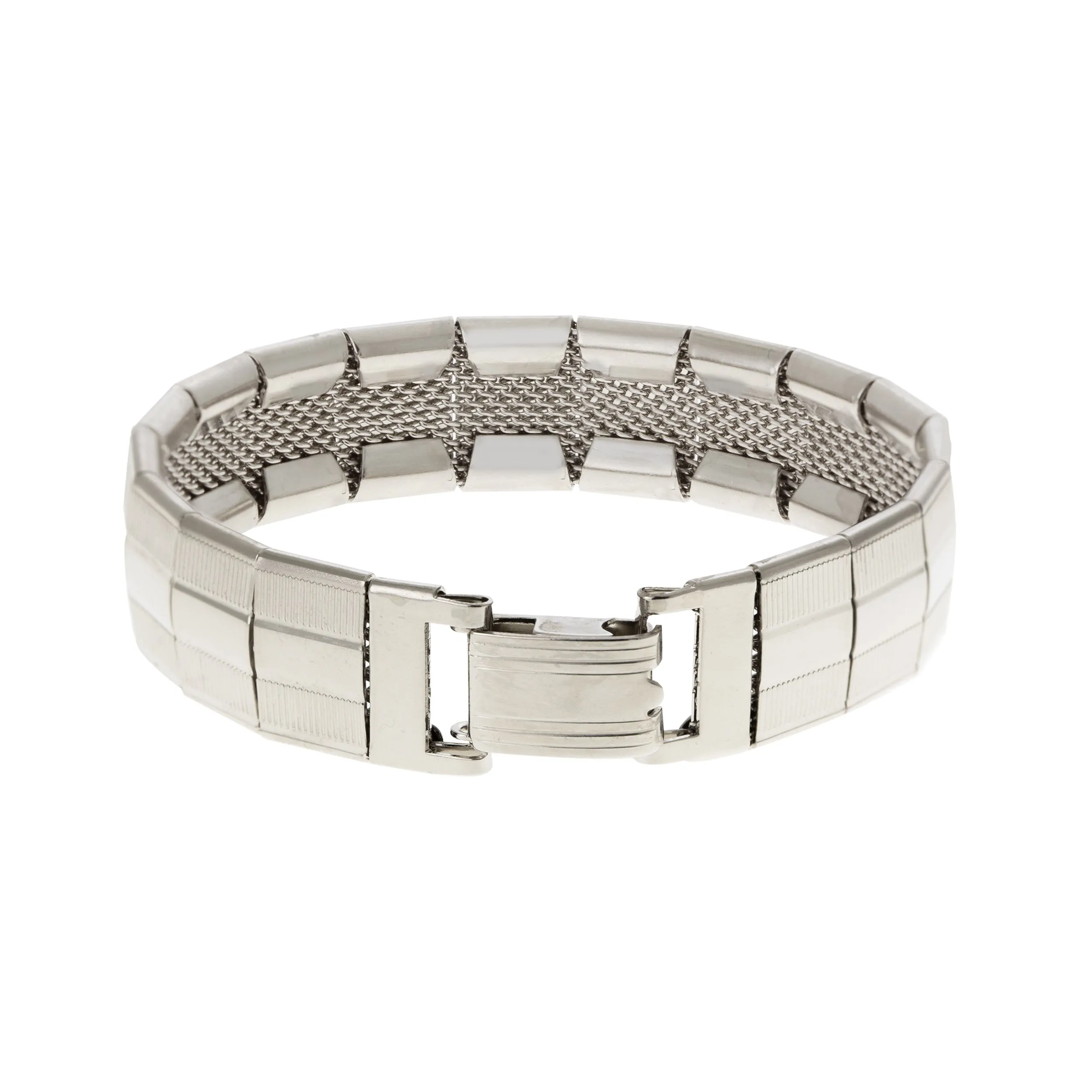 1928 Jewelry Silver Textured Lines Mesh Bracelet 1928 Jewelry