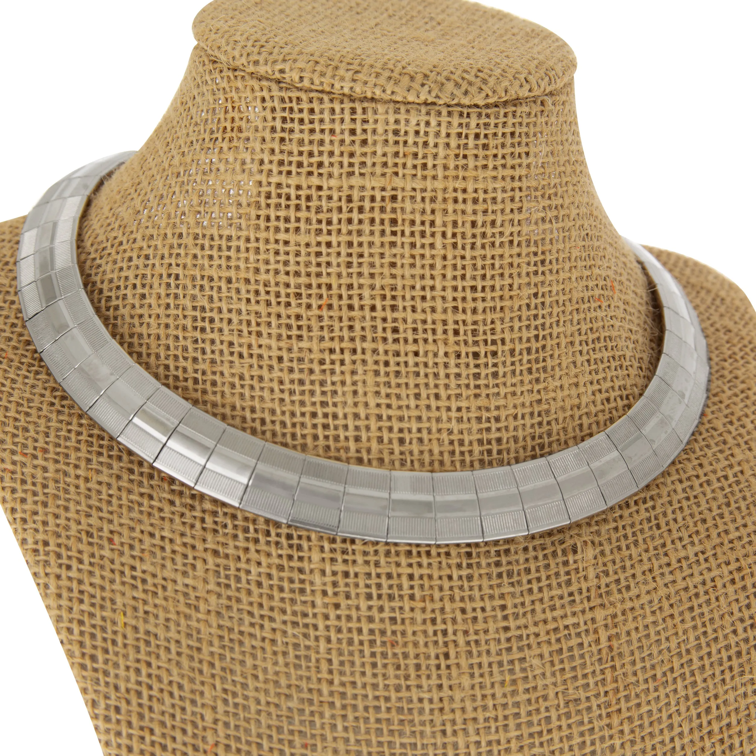1928 Jewelry Silver Textured Lines Mesh Collar Necklace 1928 Jewelry