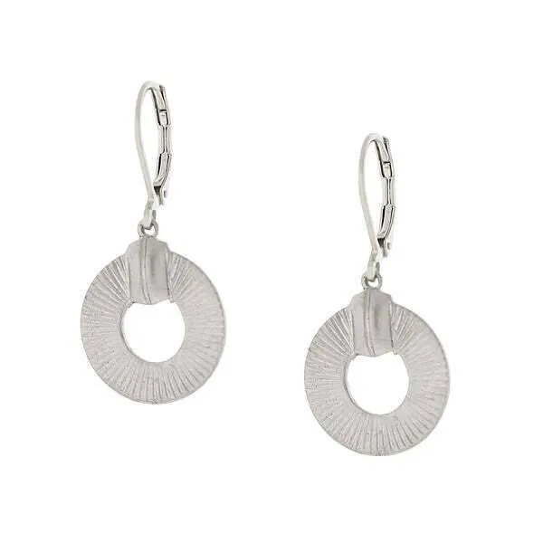 1928 Jewelry Silver Textured Round Lever Back Drop Earrings 1928 Jewelry