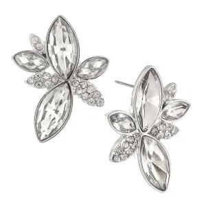 1928 Jewelry Silver-Tone Clear Crystal Statement Post Earrings 1928 Jewelry
