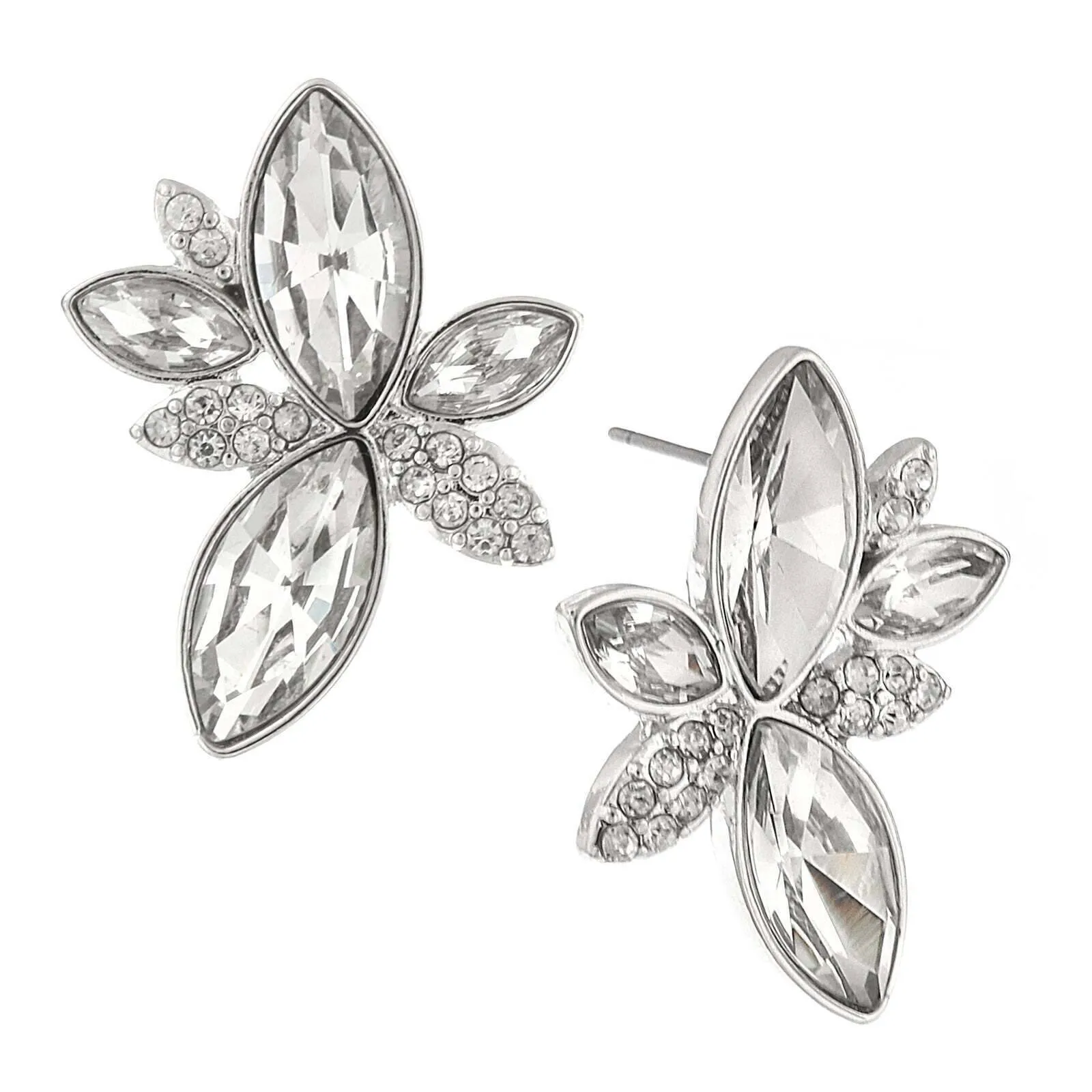 1928 Jewelry Silver-Tone Clear Crystal Statement Post Earrings 1928 Jewelry