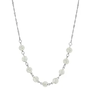 1928 Jewelry Silver Tone Crystal Fireball Pave Necklace 16"   3" Extender 1928 Jewelry