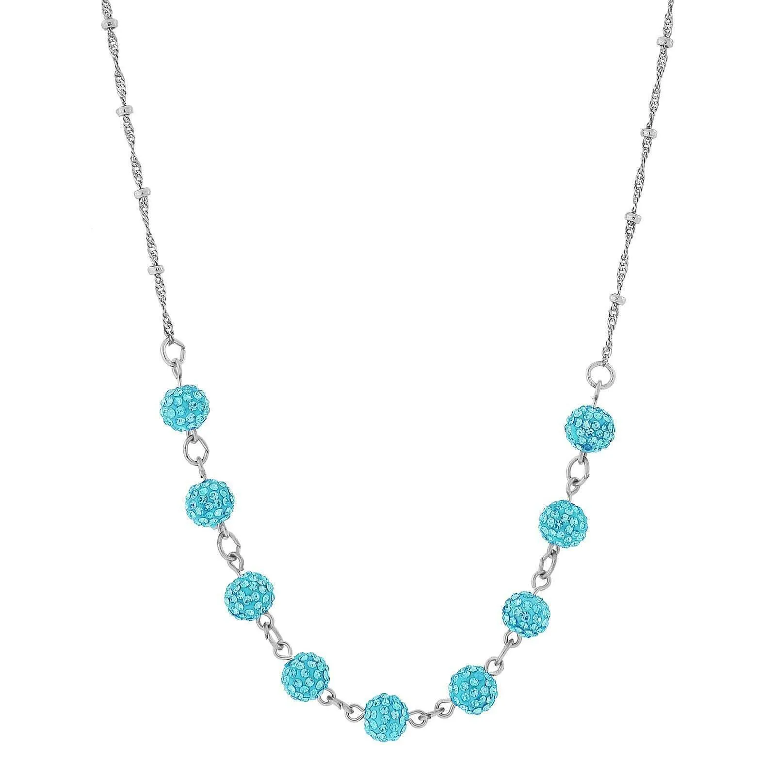 1928 Jewelry Silver Tone Crystal Fireball Pave Necklace 16"   3" Extender 1928 Jewelry