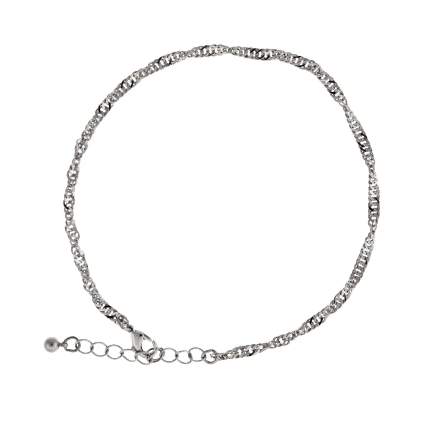 1928 Jewelry Silver Twisted Chain Anklet 9"   1.5" Extension 1928 Jewelry