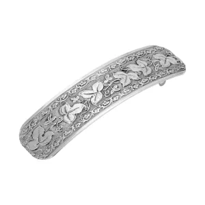 1928 Jewelry Silver Vintage Style Floral & Vine Hair Barrette 1928 Jewelry