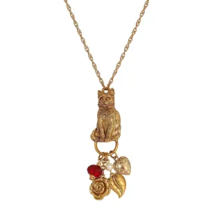 1928 Jewelry Sitting Cat Pendant & Charms Necklace 28" 1928 Jewelry