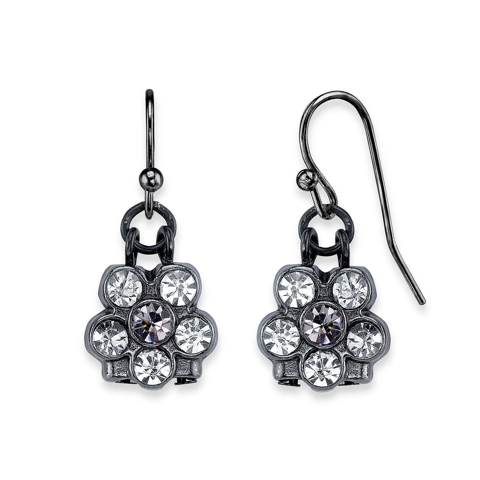 1928 Jewelry Six Crystal Flower Shaped Drop Earrings 1928 Jewelry