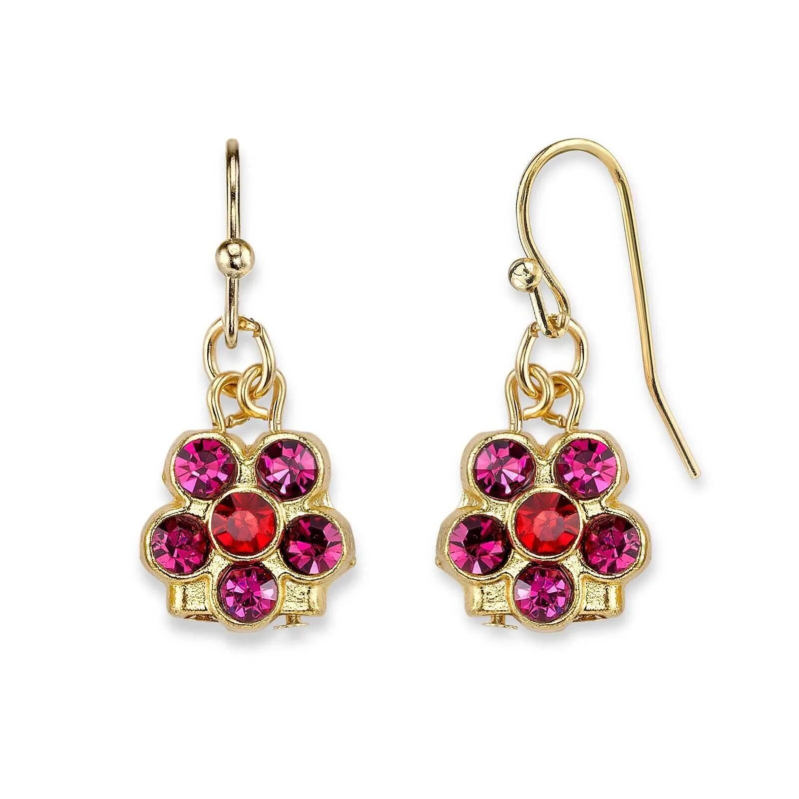 1928 Jewelry Six Crystal Flower Shaped Drop Earrings 1928 Jewelry