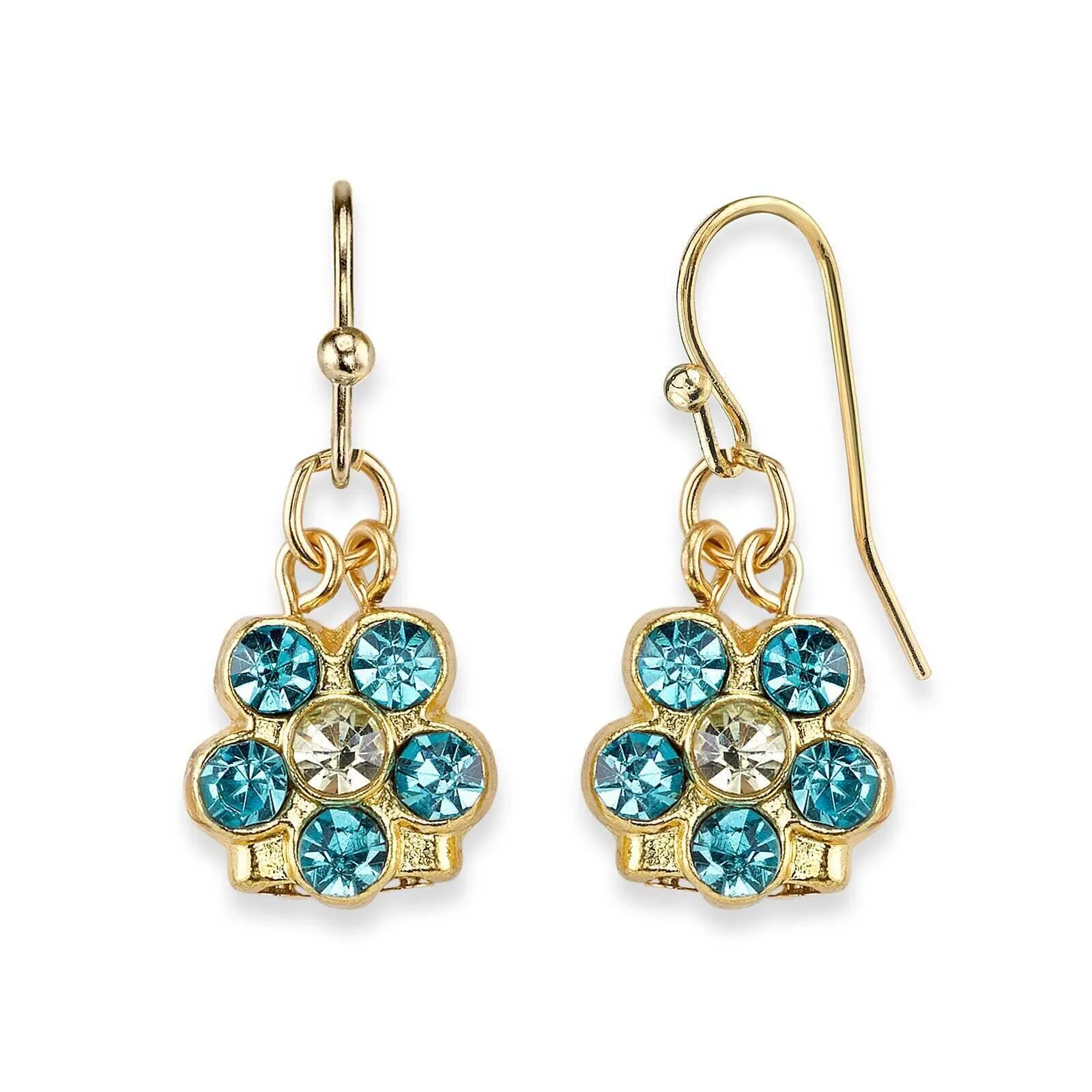 1928 Jewelry Six Crystal Flower Shaped Drop Earrings 1928 Jewelry