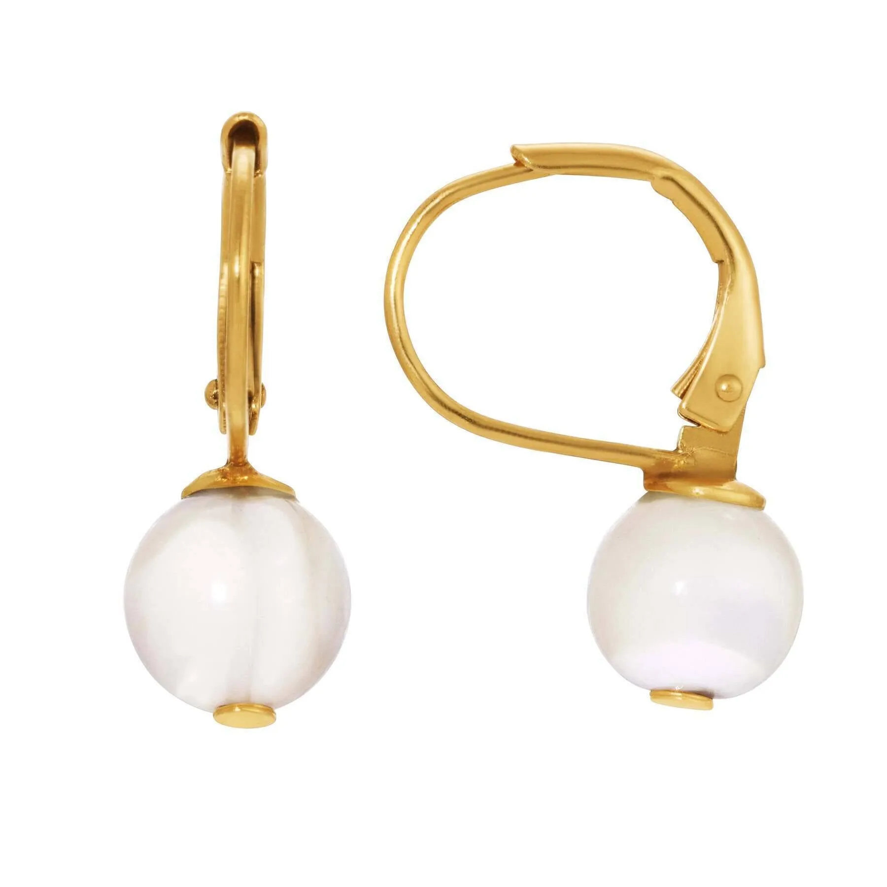 1928 Jewelry Sleek White Round Mother Of Pearl Drop Bead Earrings 1928 Jewelry