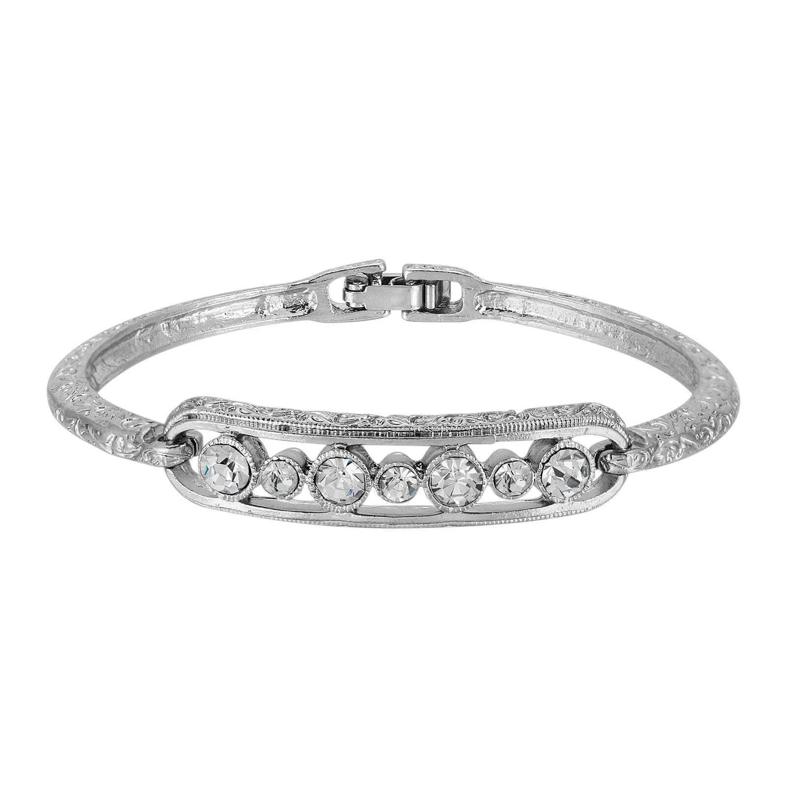 1928 Jewelry Slim Vine Textured Crystal Clasp Bracelet 1928 Jewelry