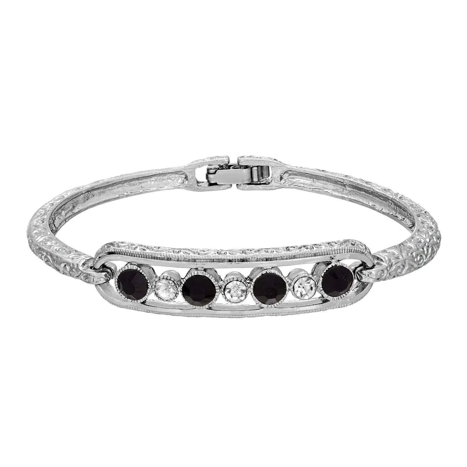 1928 Jewelry Slim Vine Textured Crystal Clasp Bracelet 1928 Jewelry