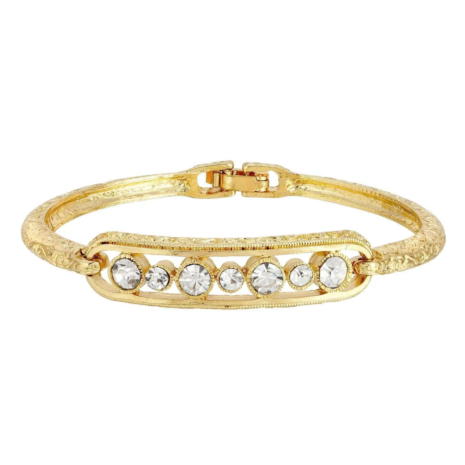 1928 Jewelry Slim Vine Textured Crystal Clasp Bracelet 1928 Jewelry