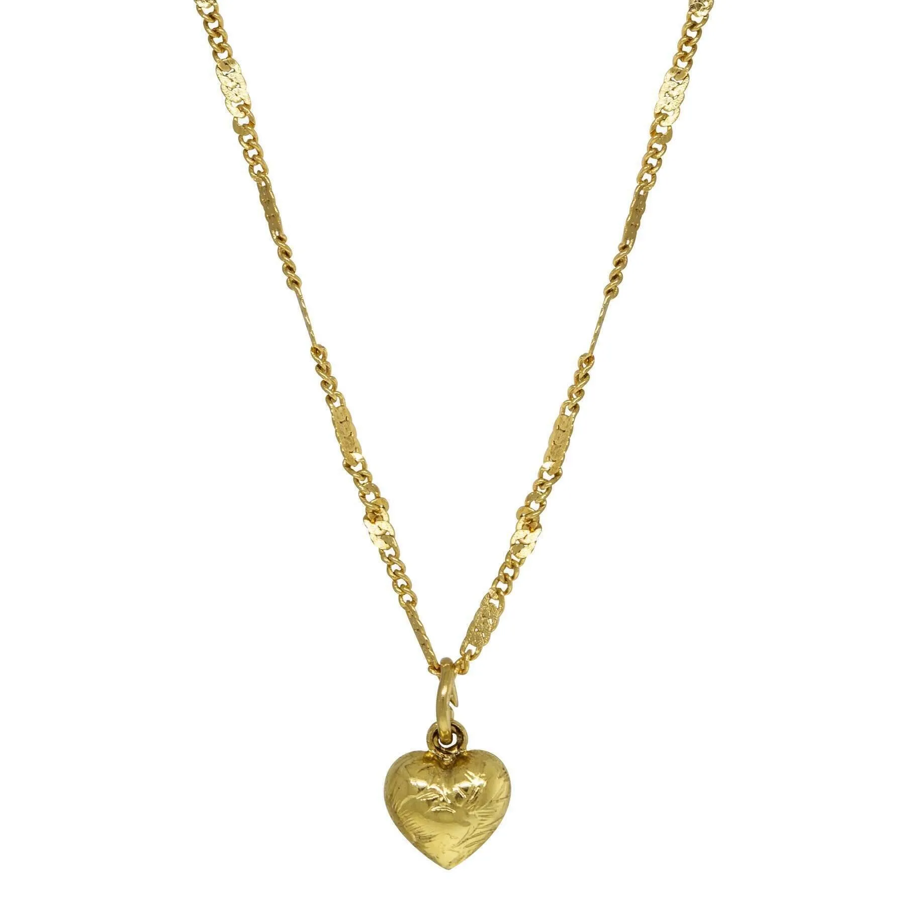 1928 Jewelry Small Puffed Floral Heart Pendant Necklace 15" 1928 Jewelry