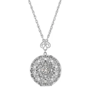 1928 Jewelry Sol Crystal Round Locket Necklace 30" 1928 Jewelry
