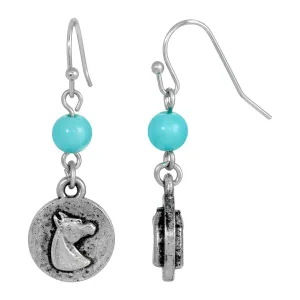 1928 Jewelry Southwest Turquoise Bead Horse Head Drop Earrings 1928 Jewelry