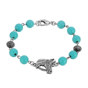 1928 Jewelry Southwest Turquoise Bead Horse Head Link Bracelet 1928 Jewelry