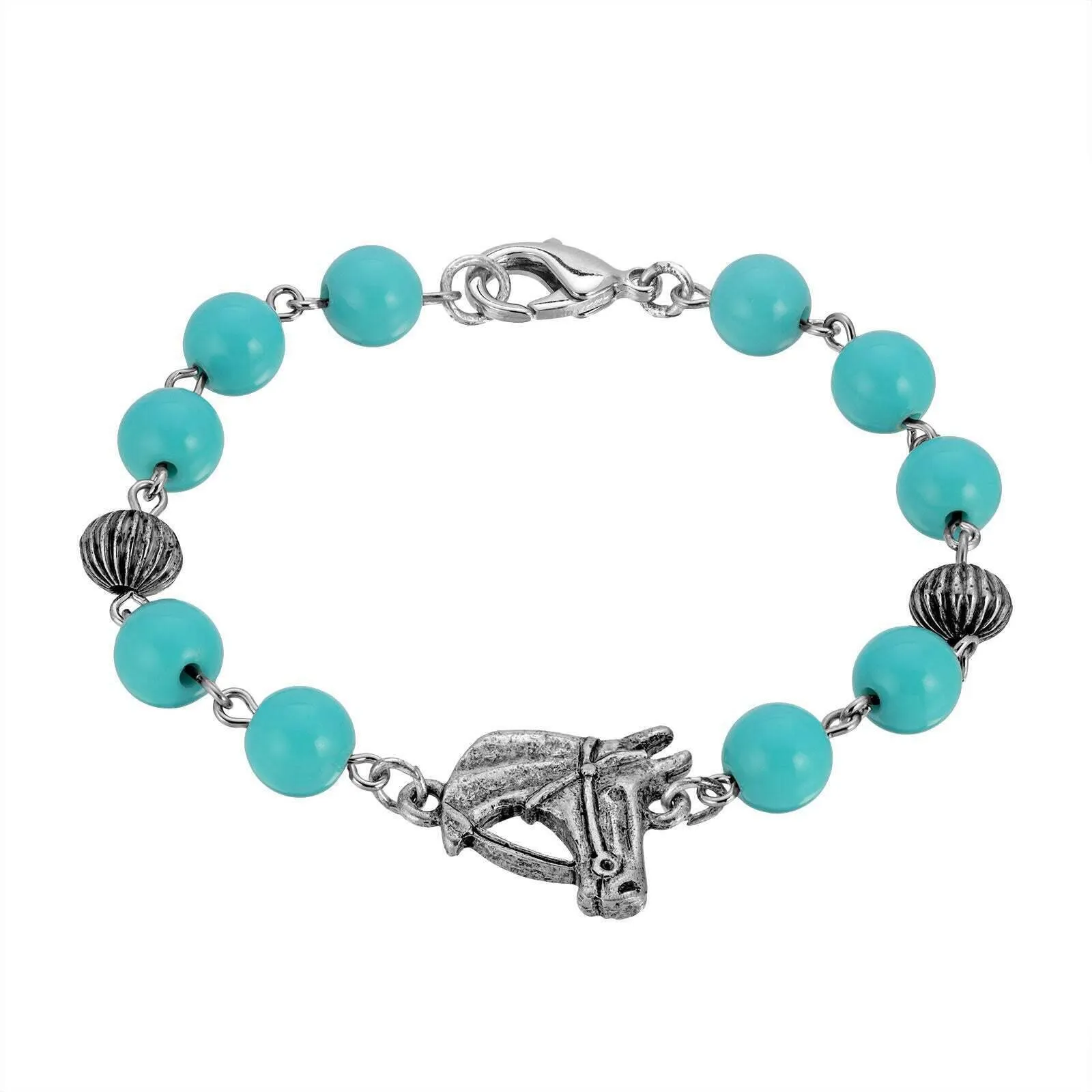 1928 Jewelry Southwest Turquoise Bead Horse Head Link Bracelet 1928 Jewelry