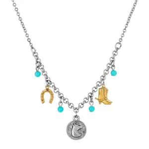 1928 Jewelry Southwest Turquoise Bead Multi Charm Necklace 16"   3" Extender 1928 Jewelry