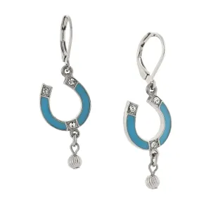 1928 Jewelry Southwest Turquoise Enamel Crystal Accents Horseshoe Drop Earrings 1928 Jewelry