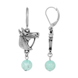 1928 Jewelry Southwest Turquoise Gemstone Horse Head Dangle Earrings 1928 Jewelry