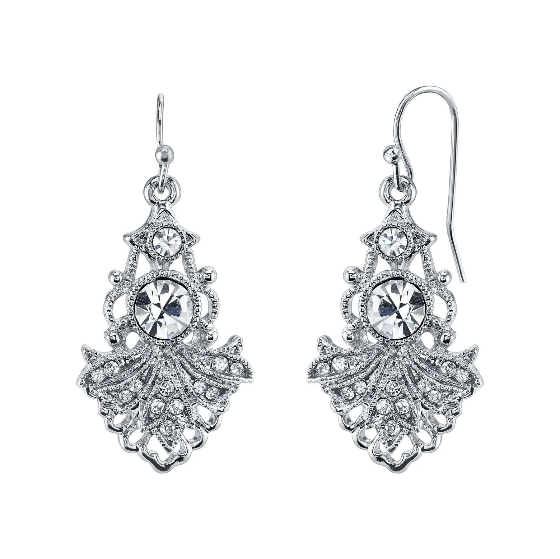 1928 Jewelry Sparkling Symphony Multi Crystal Filigree Drop Earrings 1928 Jewelry