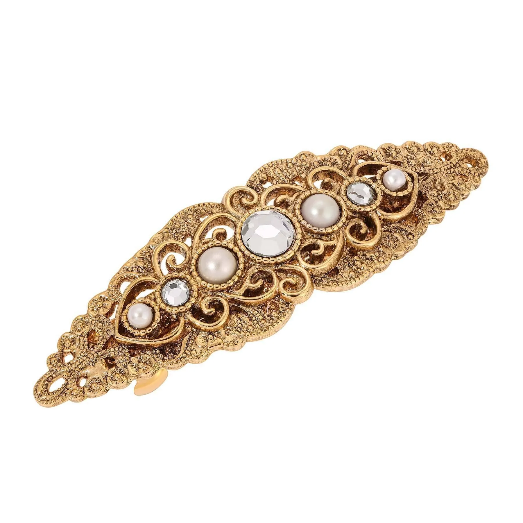 1928 Jewelry Splendor Filigree & Stones Hair Barrette 1928 Jewelry