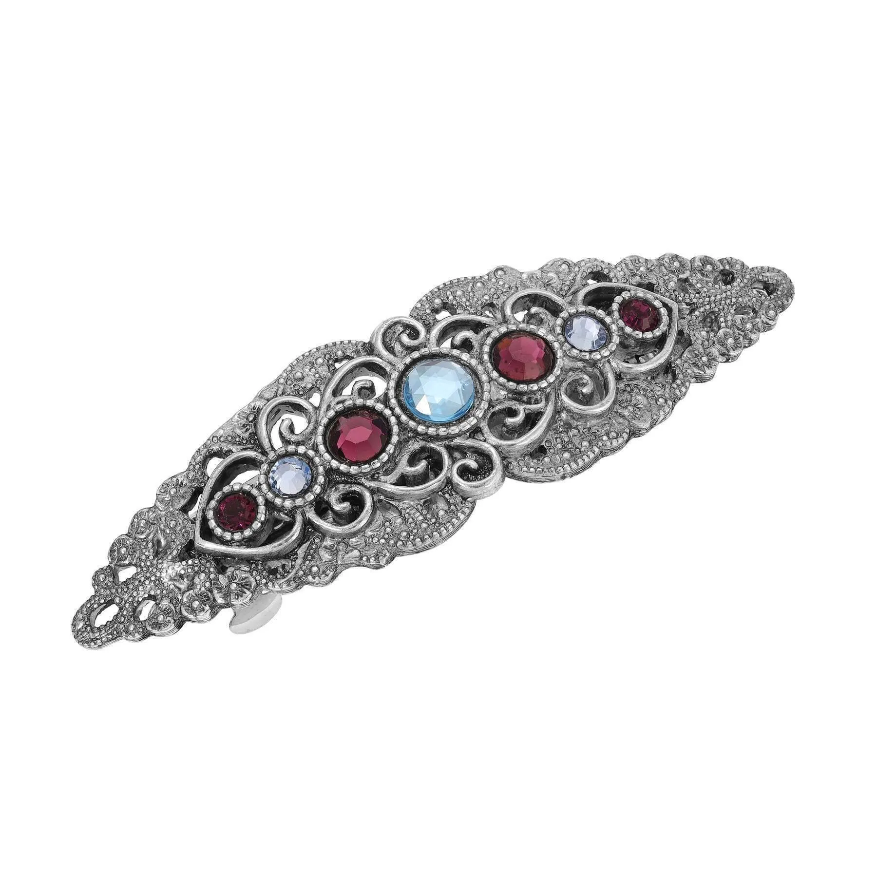 1928 Jewelry Splendor Filigree & Stones Hair Barrette 1928 Jewelry
