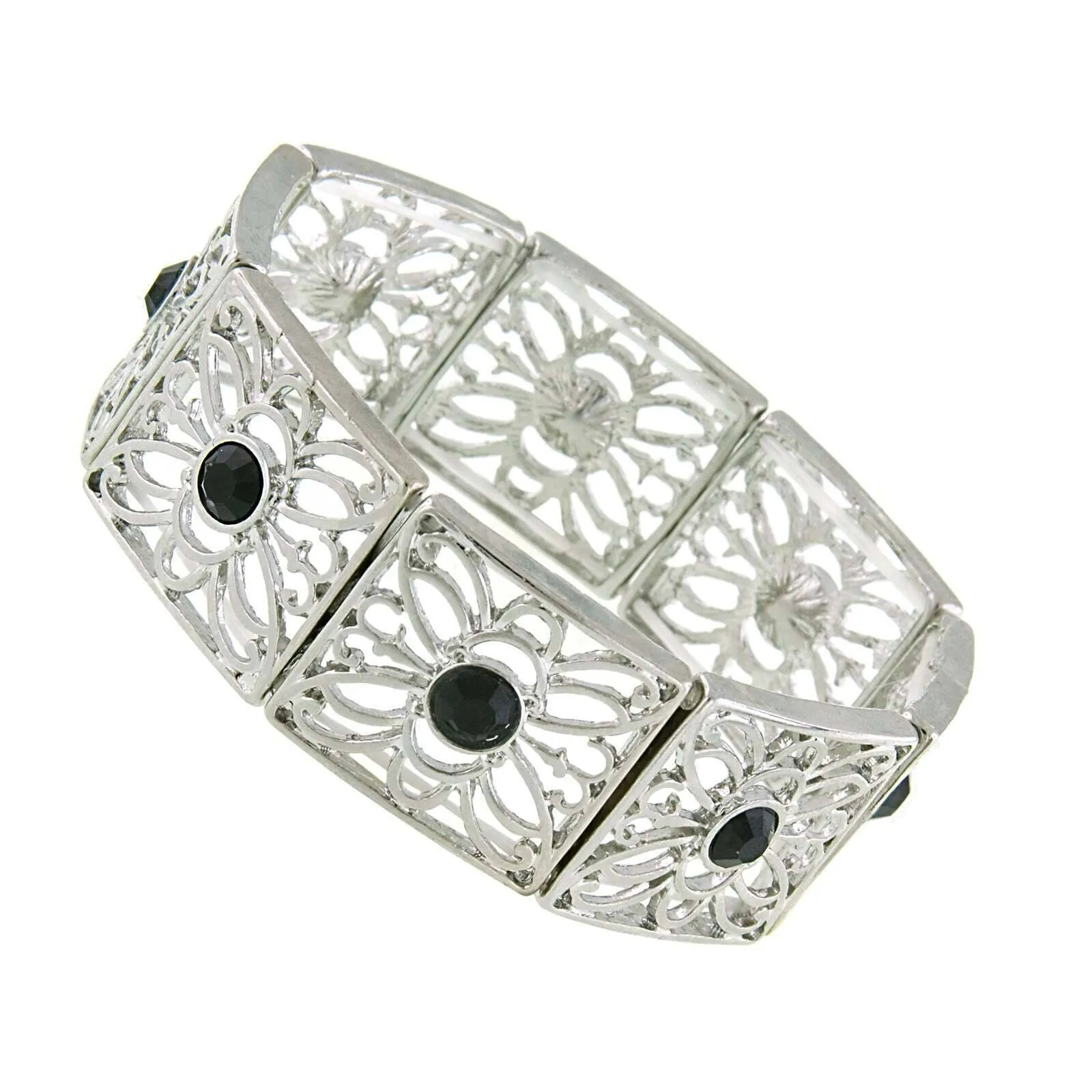 1928 Jewelry Square Butterfly Filigree Crystal Stretch Bracelet 1928 Jewelry