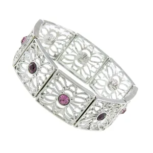 1928 Jewelry Square Butterfly Filigree Crystal Stretch Bracelet 1928 Jewelry