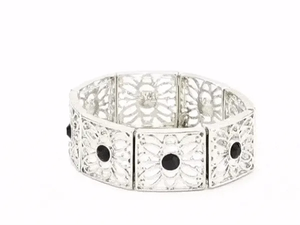 1928 Jewelry Square Butterfly Filigree Crystal Stretch Bracelet 1928 Jewelry