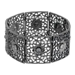 1928 Jewelry Square Filigree Flower Crystal Stretch Bracelet 1928 Jewelry