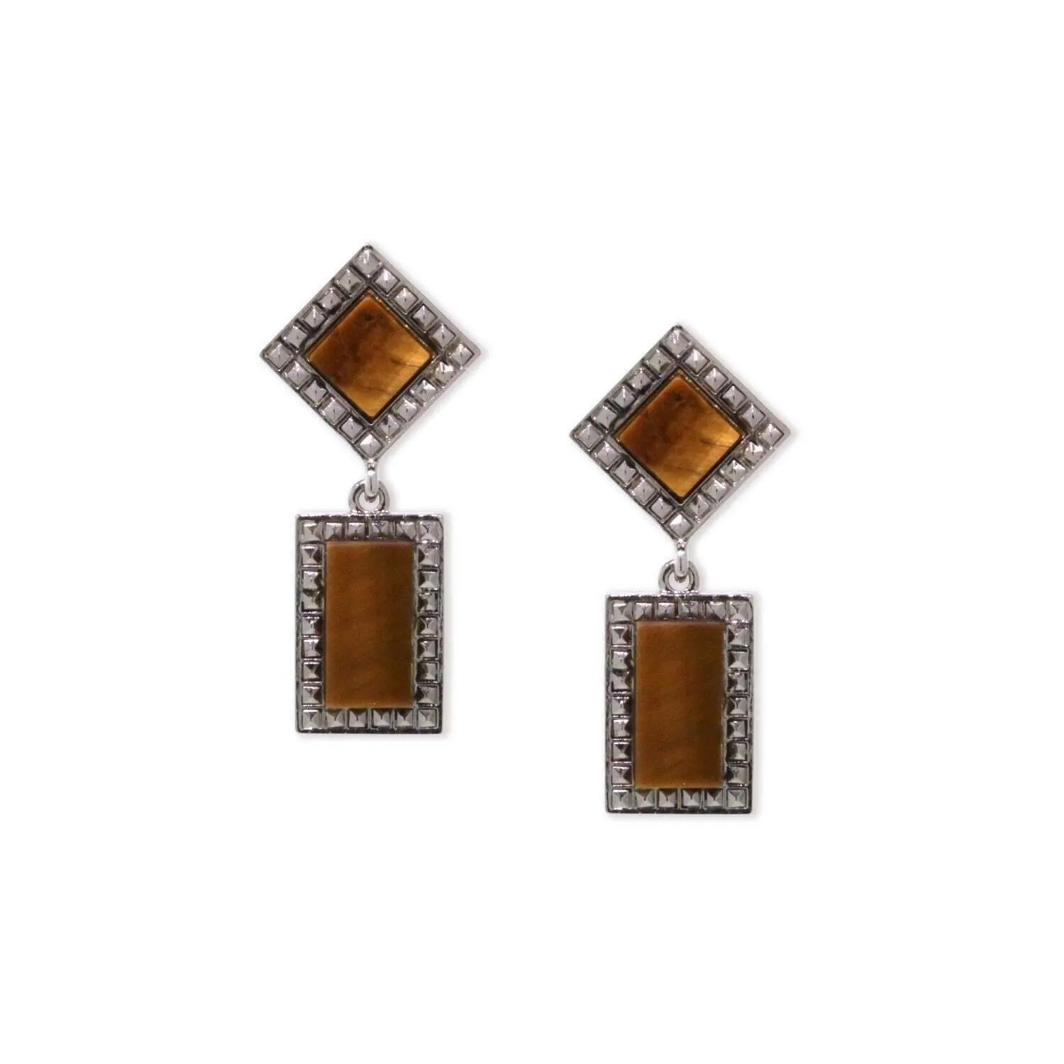 1928 Jewelry Square Gemstone Rectangle Drop Earrings 1928 Jewelry