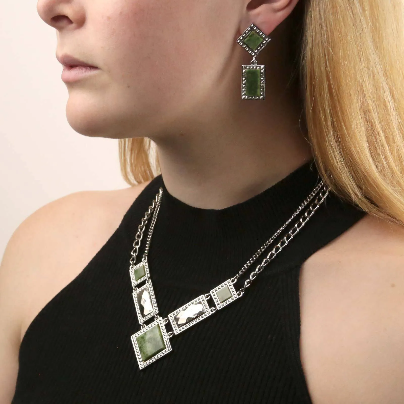 1928 Jewelry Square Gemstone Rectangle Drop Earrings 1928 Jewelry