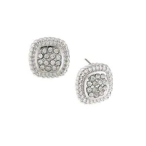 1928 Jewelry Square Pave Crystal Button Earrings 1928 Jewelry