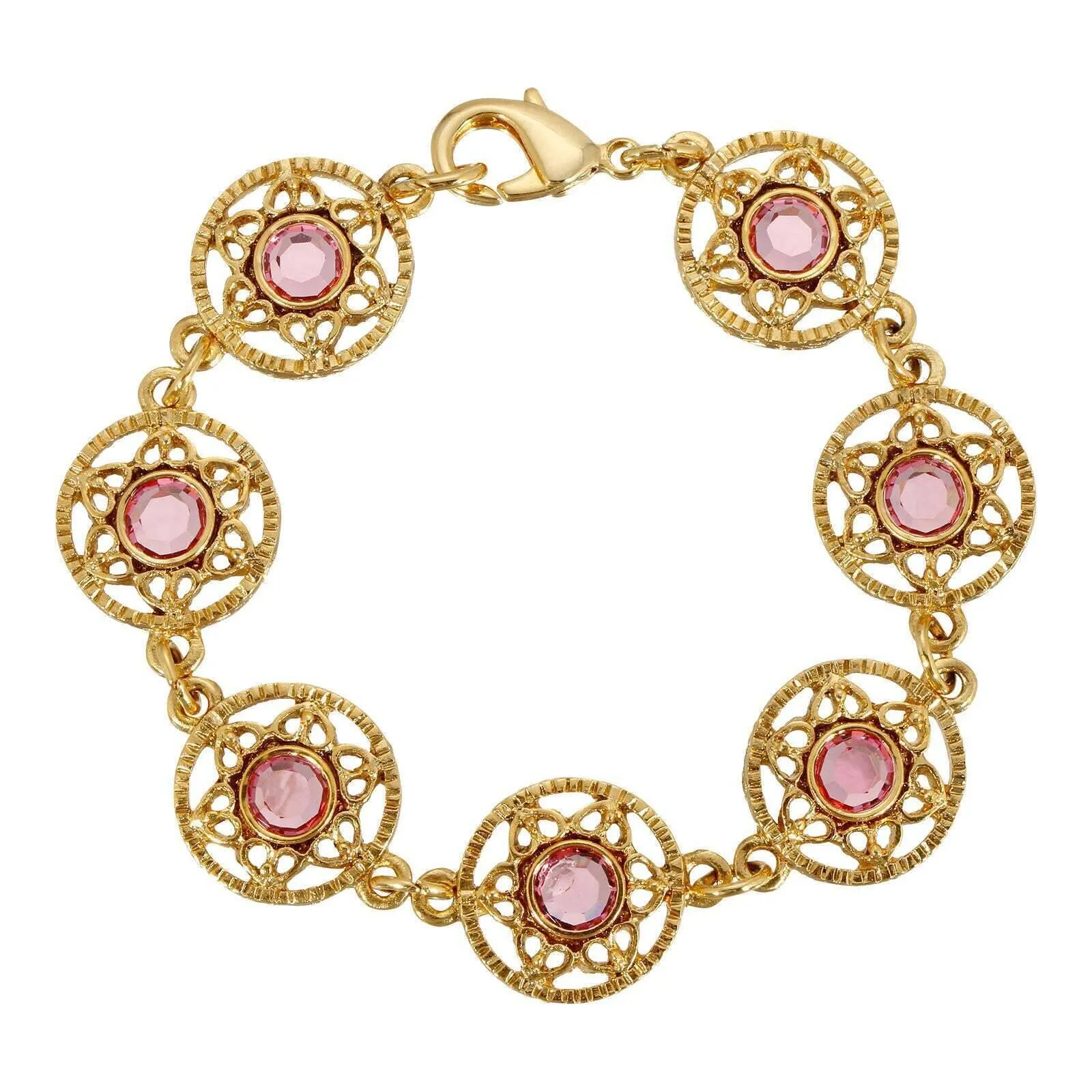 1928 Jewelry Star Disk Channel Crystal Link Bracelet, 7.25"L 1928 Jewelry