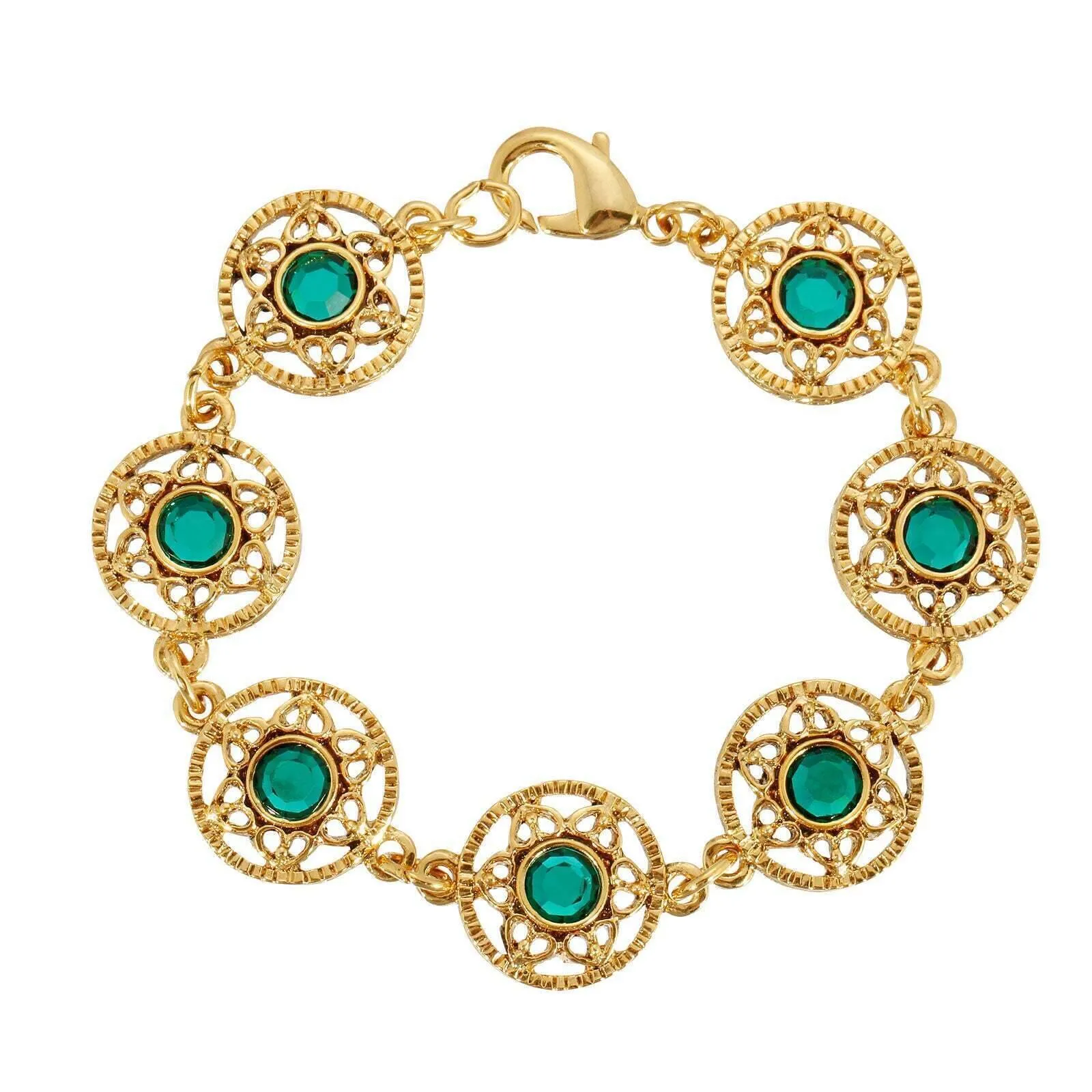 1928 Jewelry Star Disk Channel Crystal Link Bracelet, 7.25"L 1928 Jewelry