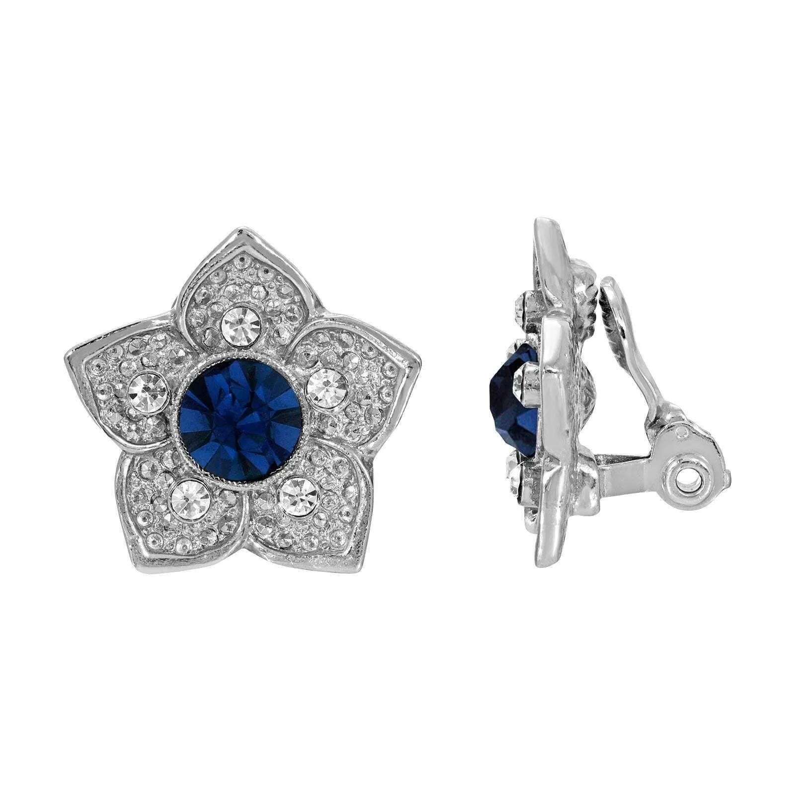 1928 Jewelry Star Flower Crystal Clip On Earrings 1928 Jewelry