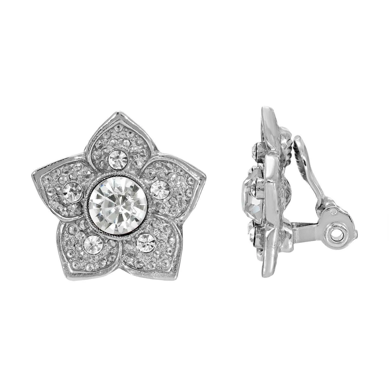 1928 Jewelry Star Flower Crystal Clip On Earrings 1928 Jewelry