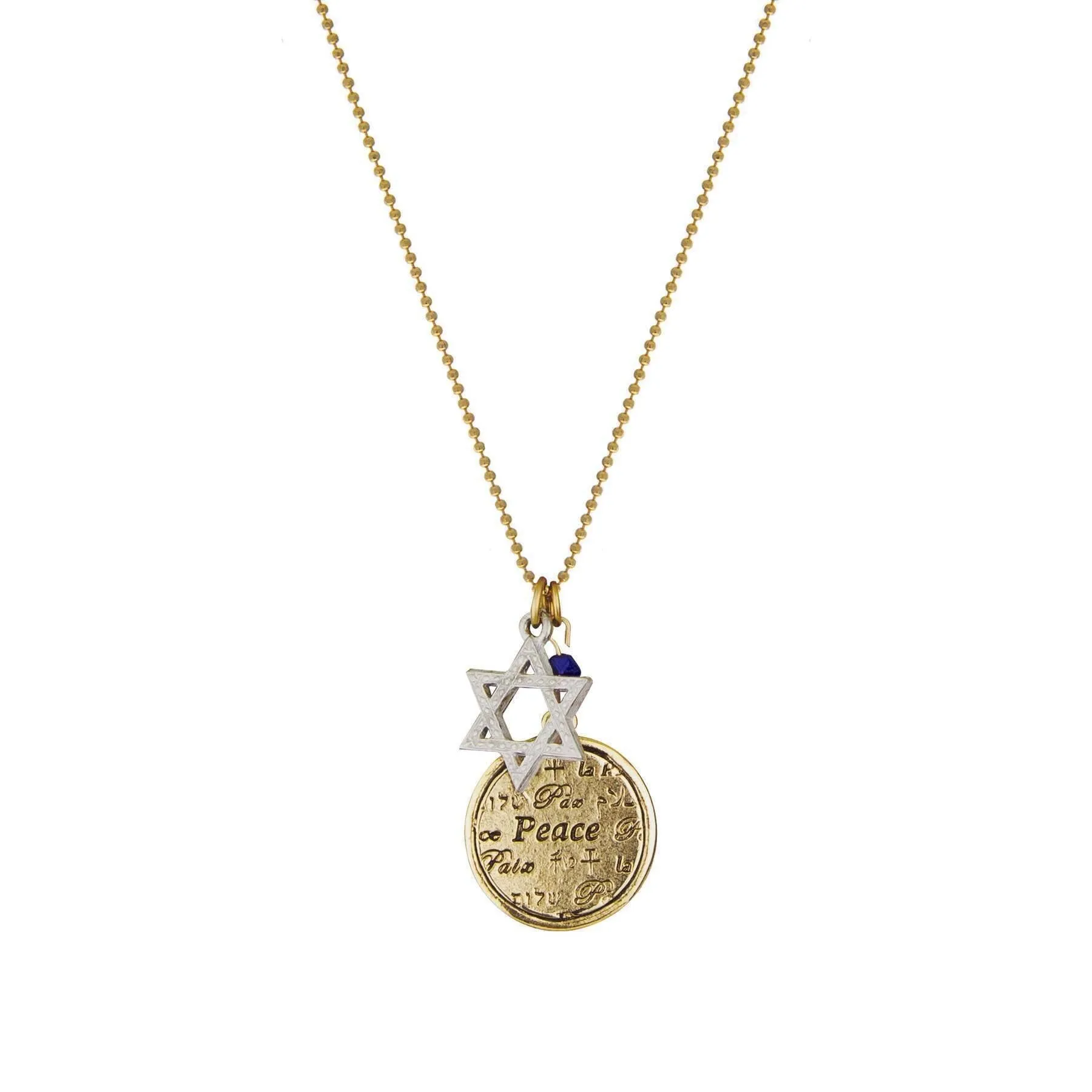 1928 Jewelry Star Of David Multilingual Peace Pendant Necklace 16" 1928 Jewelry
